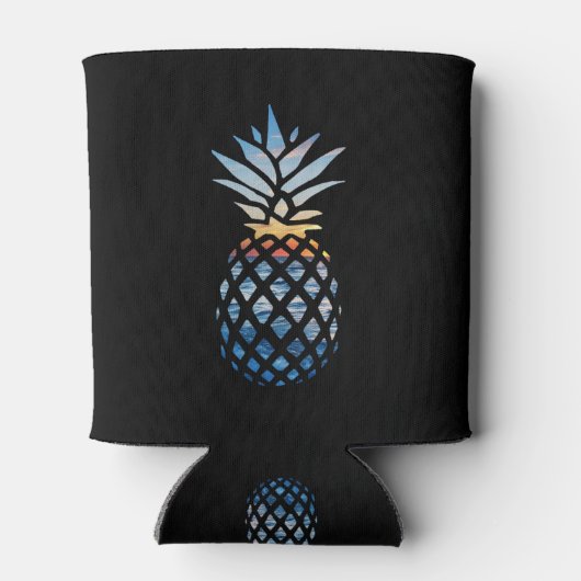 Sunset Beach Ananas mit Ocean Novelty Black Dosenkühler (Rückseite)