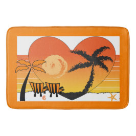 Sunset Beach Bath Mat Orange Badematte