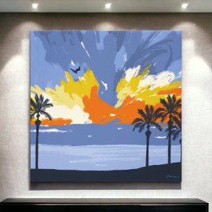 Sunset Beach by © Cathy Thompson Leinwanddruck