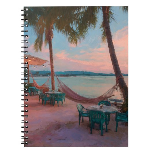Sunset Beach Café Hammock Vibes Art Notebook Notizblock (Vorderseite)