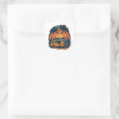 Sunset Beach Caravan Quadratischer Aufkleber (Tasche)