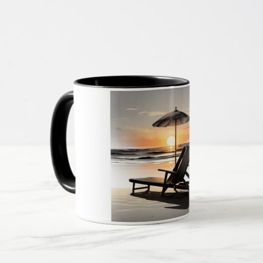 "Sunset Beach Chair Mug - Coastal Relaxation Cup" Tasse (Vorderseite Links)