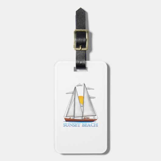 Sunset Beach Coastal Nautical Sailing Sailor Gepäckanhänger (Vorderseite vertikal)