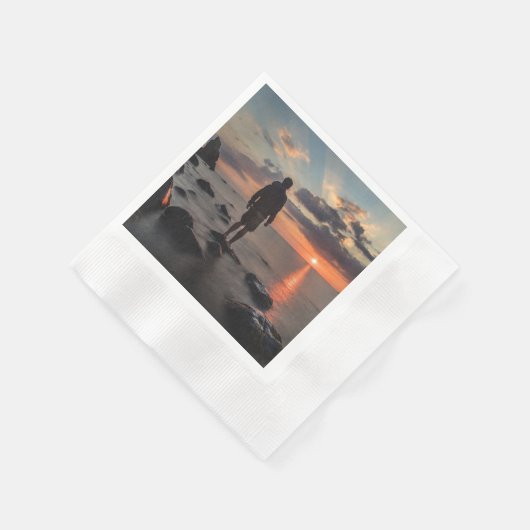 Sunset Beach Coined Cocktail Paper Napkins 32 Serviette (Ecke)