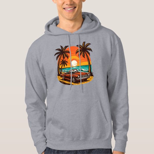 Sunset Beach Drive: Retro Summer Escape Hoodie (Vorderseite)