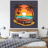 Sunset Beach Drive: Retro Summer Escape Leinwanddruck (Insitu (Schlafzimmer))