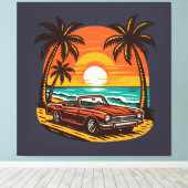 Sunset Beach Drive: Retro Summer Escape Leinwanddruck (Insitu (Holzboden))