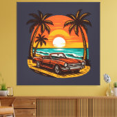 Sunset Beach Drive: Retro Summer Escape Leinwanddruck (Insitu (Wohnzimmer))