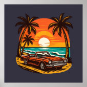 Sunset Beach Drive: Retro Summer Escape Poster (Vorne)