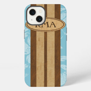 Sunset Beach Faux-Wood-Surfbrett Hawaiianisches Mo iPhone Hülle