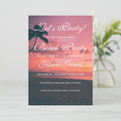 Sunset Beach Geburtstagsparty Einladung (Stehend Vorderseite)