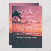 Sunset Beach Geburtstagsparty Einladung (Vorne/Hinten)