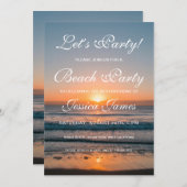 Sunset Beach Geburtstagsparty Einladung (Vorne/Hinten)