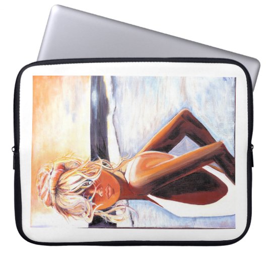 Sunset Beach Girl Laptopschutzhülle (Vorderseite)