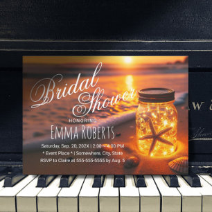 Sunset Beach Glows Mason Jar Brautparty Einladung