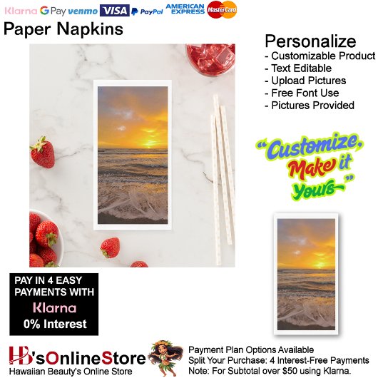 Sunset Beach Guest Towel Paper Napkins 46 Serviette