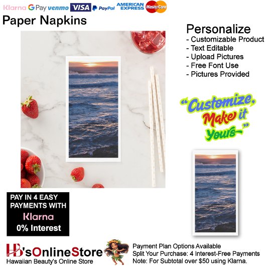 Sunset Beach Guest Towel Paper Napkins 48 Serviette