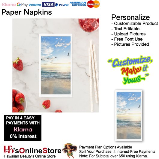 Sunset Beach Handtuchpapier Napkins 15 Serviette