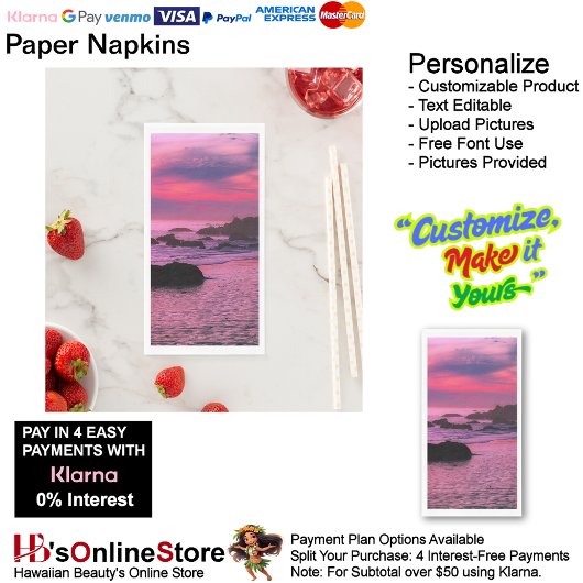 Sunset Beach Handtuchpapier Napkins 16 Serviette