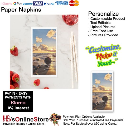 Sunset Beach Handtuchpapier Napkins 27 Serviette