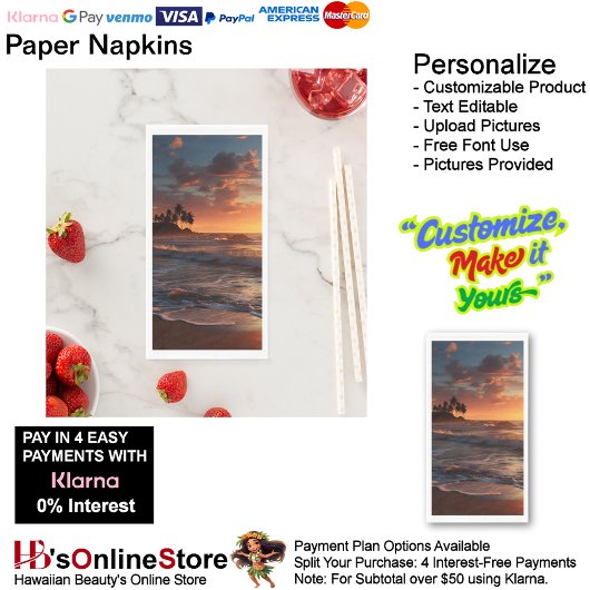Sunset Beach Handtuchpapier Napkins 3 Serviette