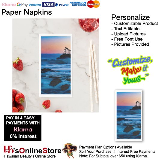 Sunset Beach Handtuchpapier Napkins 4 Serviette