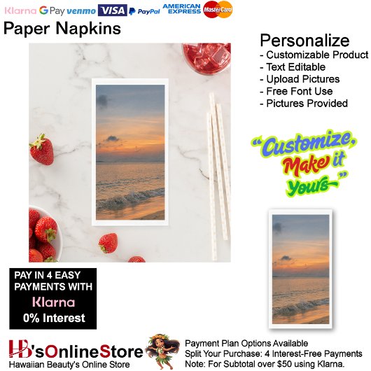 Sunset Beach Handtuchpapier Napkins 50 Serviette