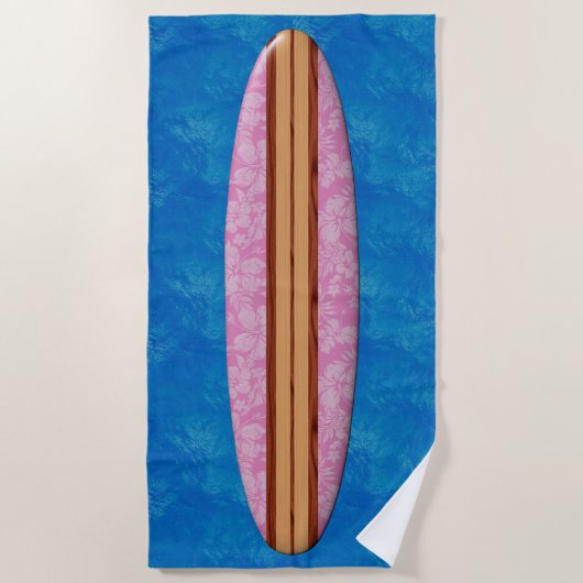 Sunset Beach Hawaiian Imitate Surfboard - Rosa Strandtuch (Vorderseite)