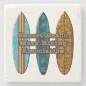 Sunset Beach Hawaiian Surfboards Tiki Bar Unterset Steinuntersetzer (Vorderseite)