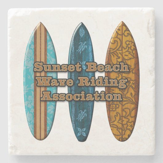 Sunset Beach Hawaiian Surfboards Tiki Bar Unterset Steinuntersetzer (Vorderseite)