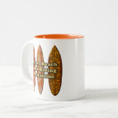 Sunset Beach Hawaiian Surfboards Wave Riders Zweifarbige Tasse (Vorderseite Links)