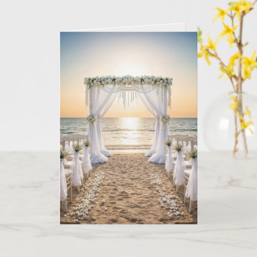 Sunset Beach Hochzeit Glückwunsch Karte (Gelbe Blume)