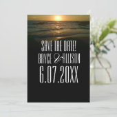 Sunset Beach Hochzeit Save the Date (Stehend Vorderseite)