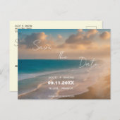 Sunset Beach Hochzeit Save the Date Postkarte (Vorne/Hinten)