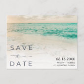 Sunset Beach Hochzeit Save the Date Postkarte (Vorderseite)