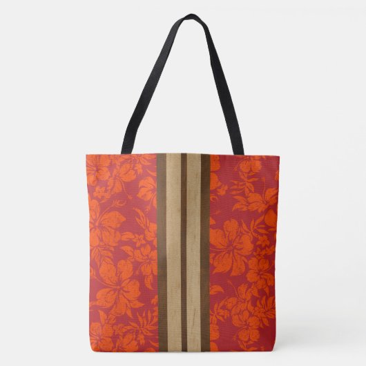 Sunset Beach Imitate Wood Stripe Hawaiian Beach Ba Tasche (Vorderseite)