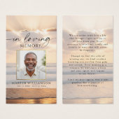 Sunset Beach In Loving Memory Photo Prayer Card (Vorne & Hinten)