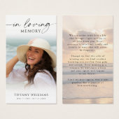 Sunset Beach In Loving Memory Photo Prayer Card (Vorne & Hinten)