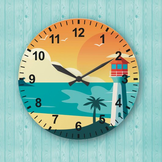 Sunset Beach Lighthouse Wall Clock Große Wanduhr