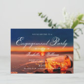 Sunset Beach Mason Jar Blue Night Engagement Party Einladung (Stehend Vorderseite)