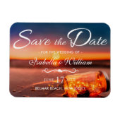 Sunset Beach Mason Jar Blue Night Save the Date Magnet (Horizontal)