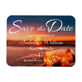 Sunset Beach Mason Jar Blue Night Save the Date Magnet