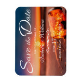 Sunset Beach Mason Jar Blue Night Save the Date Magnet (Vertikal)