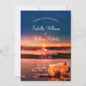 Sunset Beach Mason Jar Blue Night Wedding Einladung (Vorderseite)