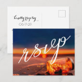 Sunset Beach Mason Jar Blue Night Wedding RSVP Ankündigungspostkarte (Vorne/Hinten)