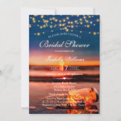 Sunset Beach Mason Jar String Lights Brautparty Einladung (Vorderseite)