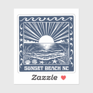 Sunset Beach NC Vintage Küstenlandschaft bei Sonne Aufkleber
