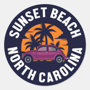 Sunset Beach, North Carolina Runder Aufkleber