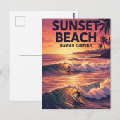 Sunset Beach, Oahu Hawaii Postkarte (Vorne/Hinten)
