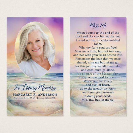 Sunset Beach Oval Foto Gedenkkarte (Vorne & Hinten)